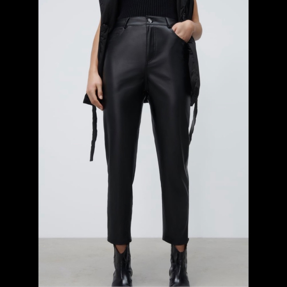 Zara Faux Leather Mom Fit Pants - NWT